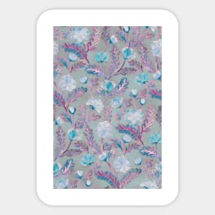 Soft Smudgy Blue and Purple Floral Pattern Sticker